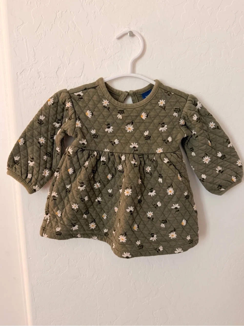 Old Navy Cream and Pink Floral Quilted Baby Dress